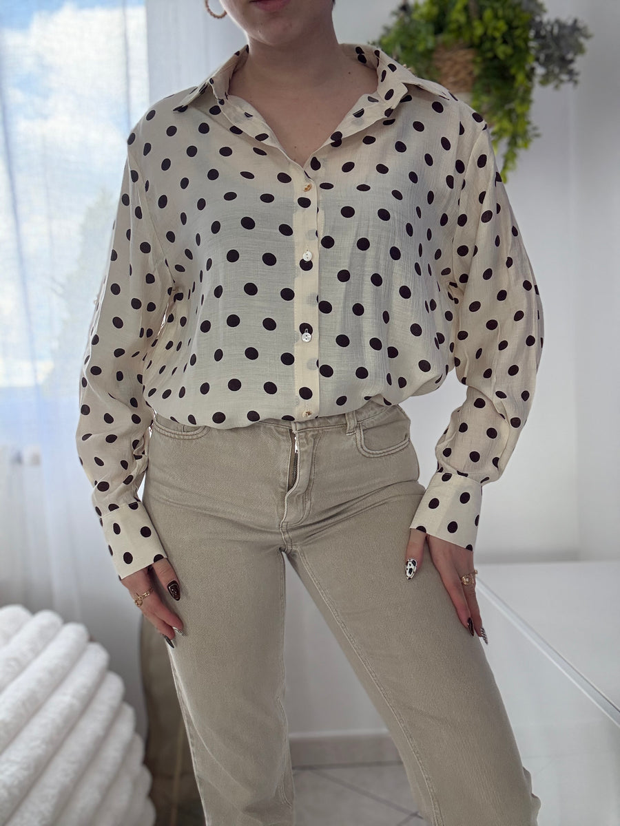 Chemise à pois "Alexandra" Beige
