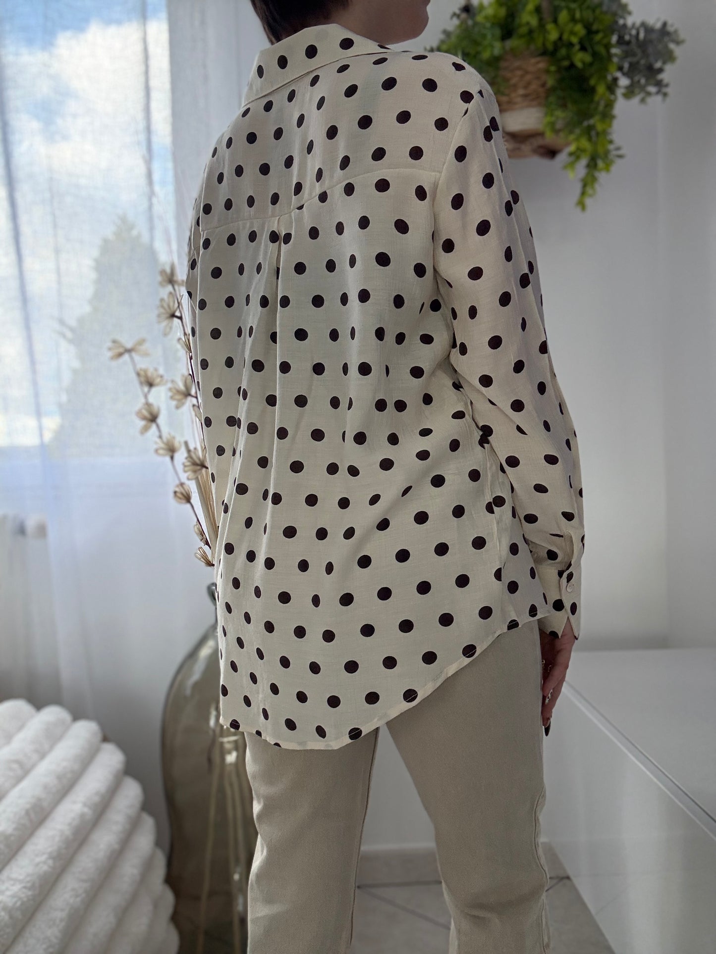 Chemise à pois "Alexandra" Beige