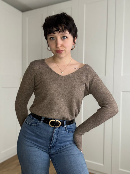 Pull Col V "Iris" Taupe