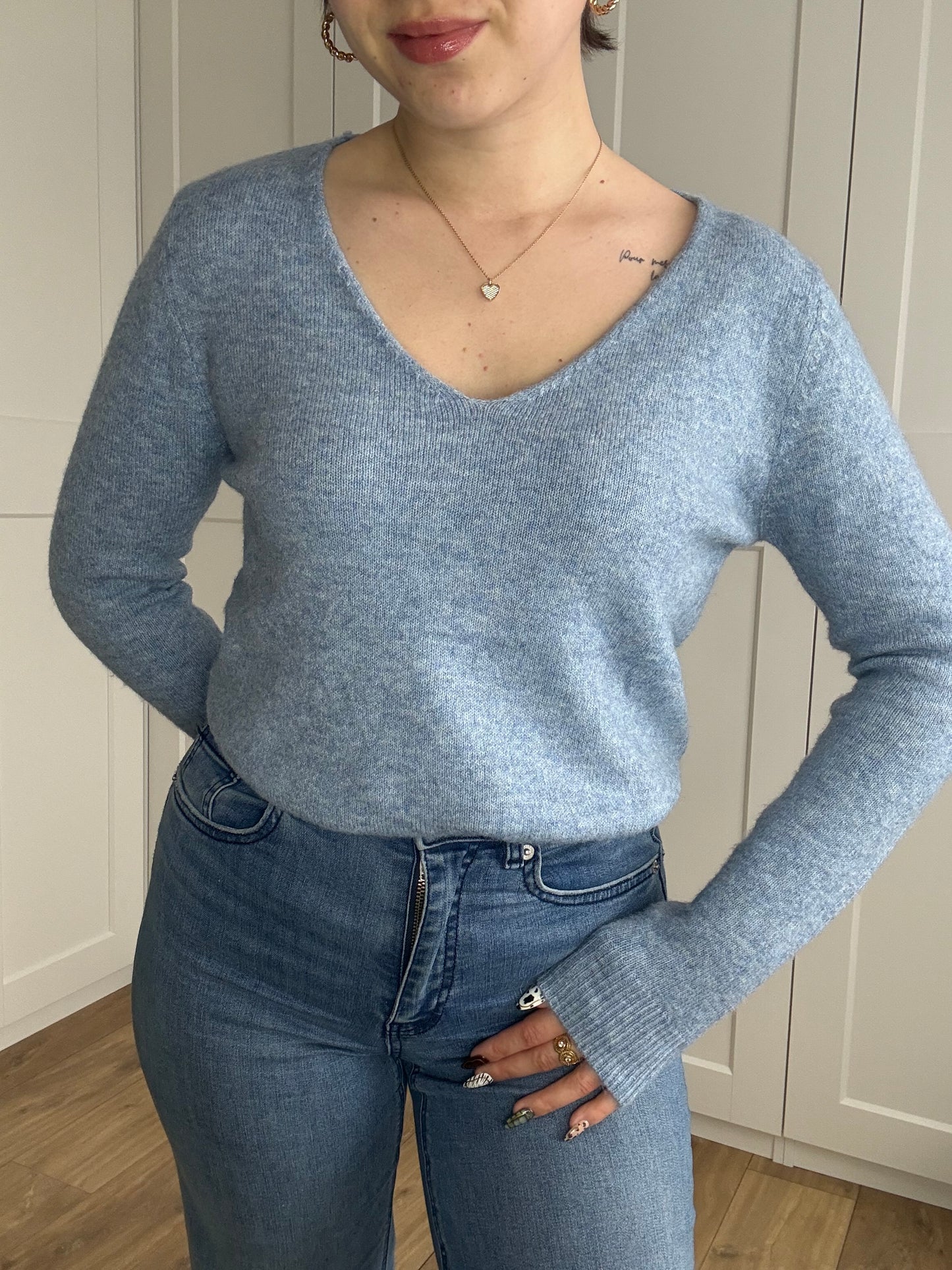 Pull Col V "Iris" Bleu