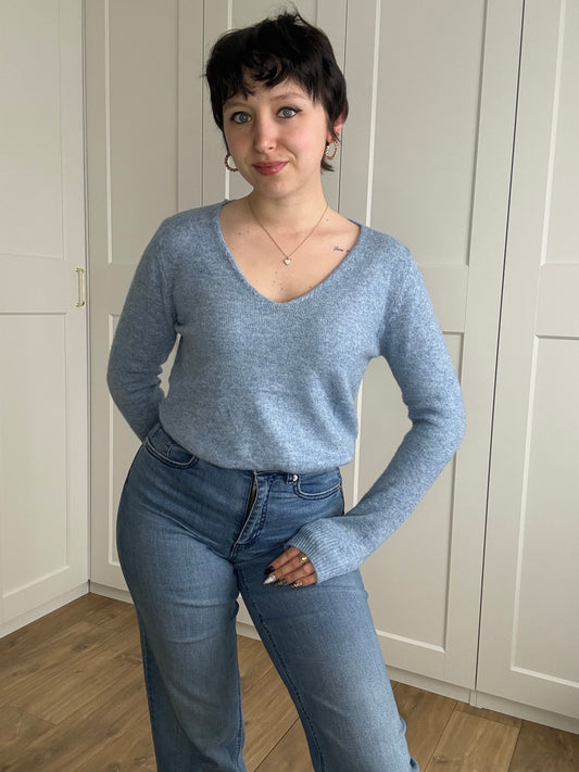 Pull Col V "Iris" Bleu